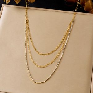 Conjunto de collares apilables de acero inoxidable con diseño de clip, delicadas cadenas de varias capas, joyería dorada para mujer. - Product Image 5