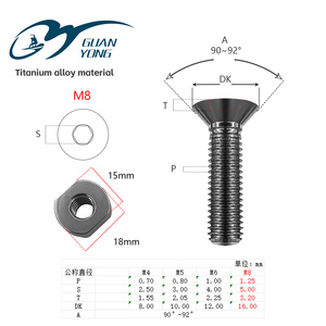 Tornillos de Titanio Ligeros y de Alta Resistencia para Base de Mástil de Aluminio, Foil, Hydrofoil, Rosca M8 M6 para Tabla de Surf - Product Image 4