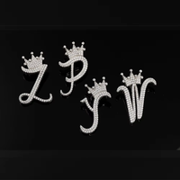 Bijoux en gros or blanc 925 argent sterling 14K plaqué or 1 rangée VVS Moissanite diamant pendentif lettre initiale cursive