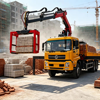 1,5 tonne 360 °   Grue de levage rotative montée sur camion avec pince hydraulique pour briques, flèche télescopique, chargement de briques pour la construction