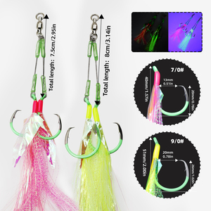 Hameçons assistés OEM 7/0 9/0 en acier haute teneur en carbone pour la pêche en mer, leurres brillants pour la pêche en rivière, haute qualité pour la pêche au gros gibier en eau salée - Product Image 2