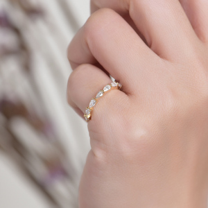 Anillos de Oro Amarillo de 10K, 14K y 18K con Piedras Preciosas para Mujer, Personalizados con Moissanita en Forma de Gota de Agua, Solitario, Eternidad, Banda Completa para Compromiso - Product Image 5