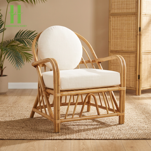 Vietnam Manufactured <b>Rustic</b> Rattan Leisure <b>Dining</b> <b>Chair</b> Natural Boho Vintage Home Furniture for Hotel Outdoor Villa Use - Product Image 1