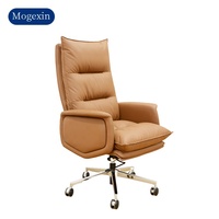 Mobilier de bureau moderne en cuir marron de luxe chaises classiques à design de chaises pivotantes à dossier haut chaises de patron en cuir à dossier haut