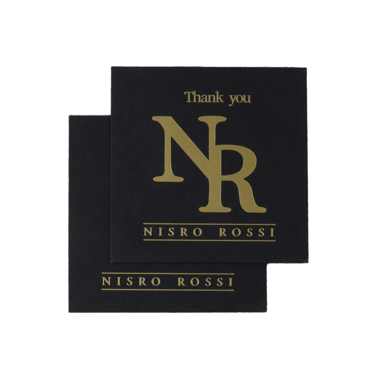Пользовательская черная квадратная устойчивая бумага печать золотой логотип спасибо открытка для бизнеса
