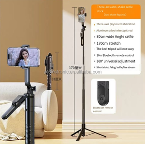 K28 - <span class=keywords><strong>Palo</strong></span> Selfie Extensible de 1.75 m, Trípode para Teléfono, <span class=keywords><strong>Palo</strong></span> Selfie para Vlog/Selfie/Video, 360 Grados, Todo en Uno, Retráctil, de Aluminio - Product Image 2