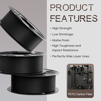 Filament en fibre de carbone PETG noir 1,75 mm 1 kg/rouleau Filament pour imprimante 3D Excellent emballage