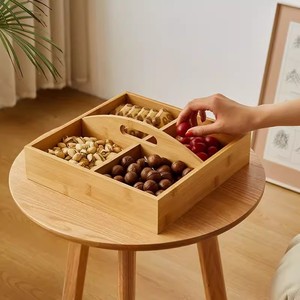 Noix Fruits Secs Boîte De Rangement Bambou Bois Fruits Secs Assiette Plateau Poignée Poli Durable Plat Maison Cuisine Fête De Mariage - Product Image 4
