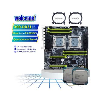 PANDL NEW E-ATX X99-DD31 PC Kit Pendingin Aktif Mainboard X99 Dual Intel Xeon E5 2696 V3 Combo 8X <span class=keywords><strong>DDR3</strong></span> Dual CPU Motherboard X99 - Product Image 1