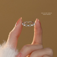 Nuevo anillo de dedo abierto de corazón hueco de Plata de Ley 925, diseño Simple, joyería Unisex, regalos de bodas, aniversarios de fiesta, venta al por mayor