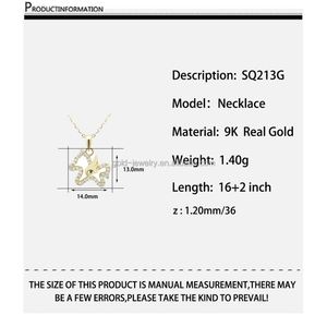 Romantic Necklace Chain 9k Real Gold Zircon Stone Pendent Necklace 9k Pure Gold Horse Wings Necklace Women Jewelry Wholesale - Product Image 6