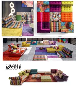 Moda stile francese mobili colore 7 posti modulare Mah Jong divano stile unico moderno divano in tessuto Set divano componibile Sofaset