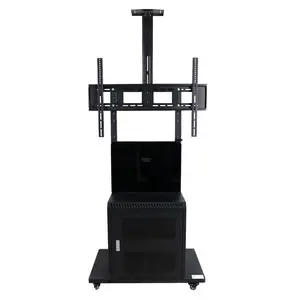 Trolly Chủ 100 "Top Kệ Nhà Cung Cấp 26"-55 "35Kg Thép Không Gỉ Sàn Di Động Đứng Bracket Fs22h-44 Tw Tv Zoom Giỏ Hàng Với Bánh Xe