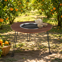 Table de foyer ronde robuste, barbecue extérieur multifonctionnel, chauffage au bois pour jardin, cour et terrasse