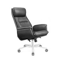 Chaise de bureau de direction à dossier haut en cuir PU, pivotante avec vérin à gaz et accoudoirs rembourrés