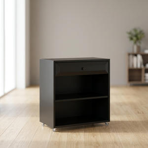 Modern Wooden Bookcase Storage Cabinet with <b>Drawer</b> and Open Shelves Mobile Display <b>Unit</b> for Retail <b>Office</b> - Product Image 2