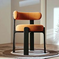 Fauteuil d'appoint moderne rembourré avec pieds en bois de noyer massif, dossier incurvé, chaise de salle à manger pour salon et cuisine