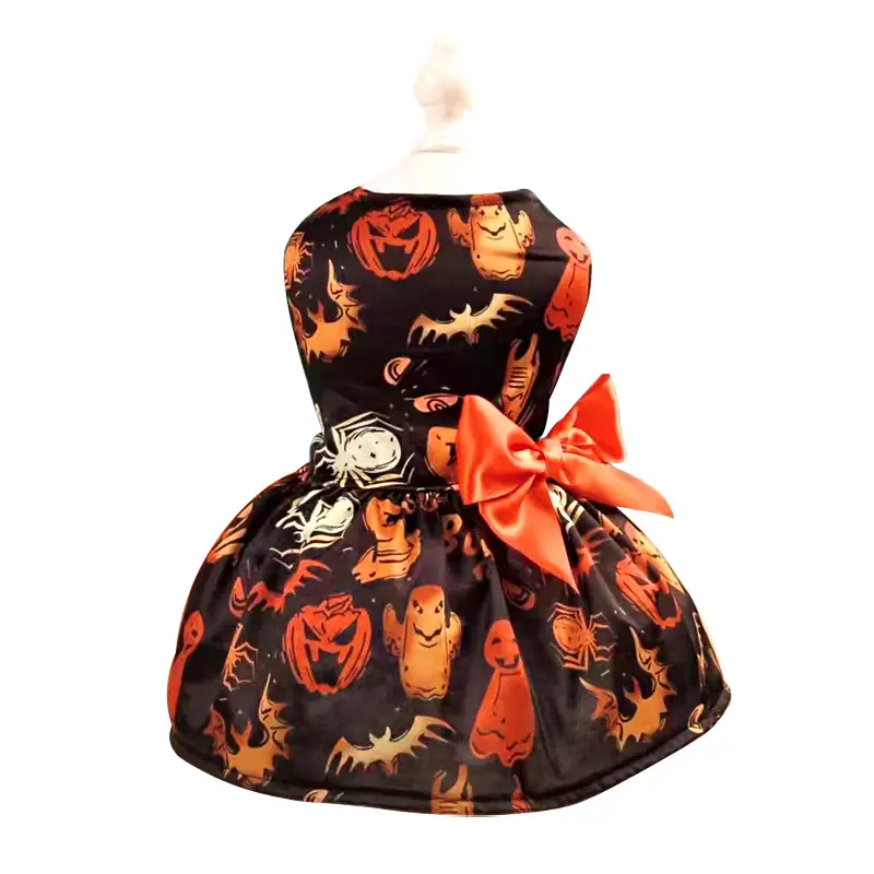 S - XL Holiday series Halloween Puppy Dress Pumpkin Ghost Cat Costumes Bow tie Pet Clothing for Kitten Chihuahua Yorkie Poodle