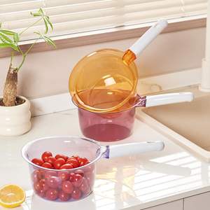 Louche de cuisine domestique en plastique PP de qualité alimentaire, à bouche ronde, fond plat, manche long, grande taille, cuillère écumoire - Product Image 1