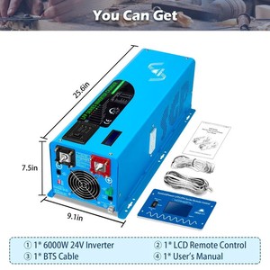 Inversor de Onda Sinusoidal Pura SU N GO LD POWER de 6000W DC 24V, Monofásico, con Cargador, Salida Única, 85% de Eficiencia, 110V/220V - Product Image 6
