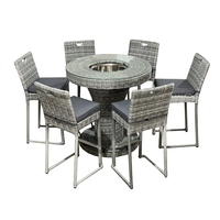 Ensemble de mobilier moderne en osier 6 places tabouret haut chaise glacière table de bar seau à glace en rotin pour l'extérieur cour salon
