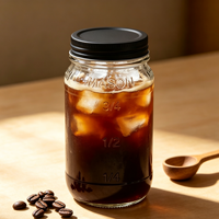 Pot Mason en verre de 16 oz avec couvercle métallique, bouche standard, pour confiture et mise en conserve, directement de l'usine