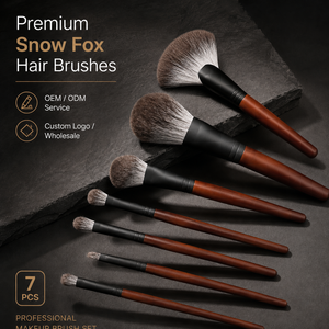 Juego de Brochas de Maquillaje de Pelo de Zorro de las Nieves de Lujo, Brochas Profesionales de Pelo Animal Natural para Polvo, Rubor, Iluminador y Sombra de Ojos, Logotipo Personalizado - Product Image 4