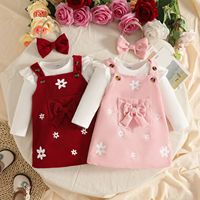 Ensemble de vêtements pour bébé fille, automne-hiver, jupe à bretelles florale, body à manches longues à volants, bandeau pour cheveux, tenue pour nourrissons de 0 à 3 mois