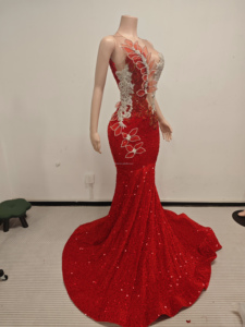 Ocstrade Listo para Enviar - Contacta Antes de Ordenar Vestido de Fiesta de Cumpleaños <span class=keywords><strong>con</strong></span> Hojas 3D y Pedrería, Vestido de Noche sin Mangas Elegante - Product Image 4