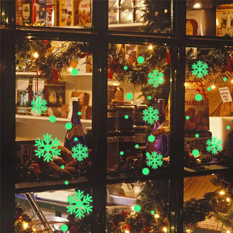 गर्म बिक्री चमकदार क्रिसमस हिमपात का एक खंड दीवार स्टीकर 2 रंग अंधेरे में चमक दीवार Decal क्रिसमस गृह सजावट के लिए खिड़की वॉलपेपर