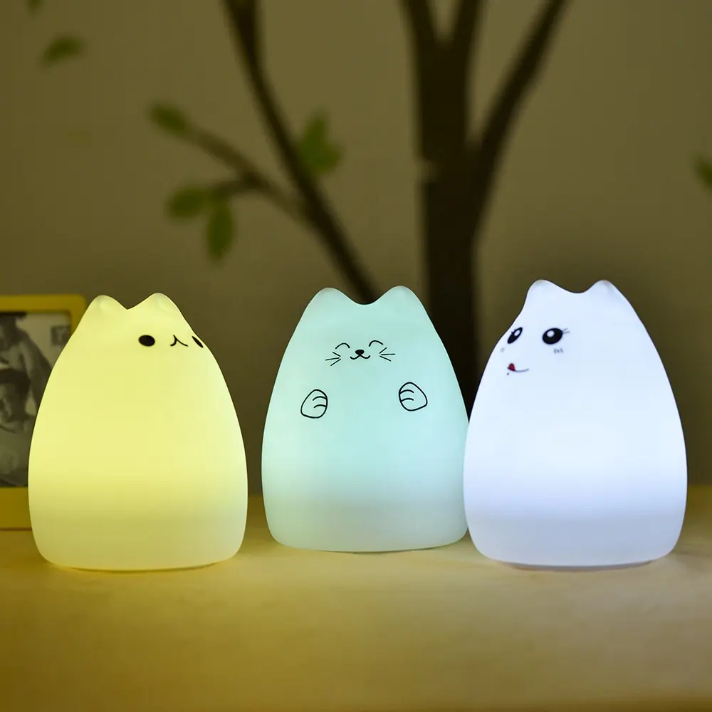 Children Room Light Room Children Bed Battery Operated Powered Lamps Baby Kids Silicone Color Changing Tap Night Light
