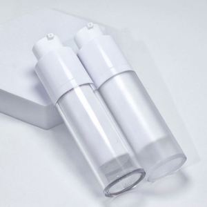 Luxury Cosmetic Plastic PP Airless <b>Pump</b> <b>Bottle</b> 15ml/30ml/50ml White Double Wall Frosted Refillable for Skin Care Serum - Product Image 4