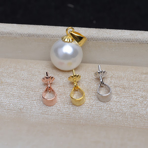 10 Accesorios DIY para Perlas Sueltas, Placa de Flores con Hebilla de Semilla de Melón de Plata S925, Colgante Simple de 4 mm, Soporte para Perlas Colgantes 4983 - Product Image 1