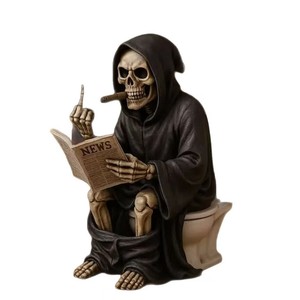 Figurine de la Mort (Grim Reaper) pour les toilettes - Moule en résine écologique du Dieu de la Mort avec doigt d'honneur pour décoration de bureau/cadeau - Product Image 5