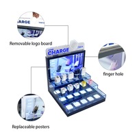 Rak Display meja akrilik portabel profesional dibuat kustom untuk aksesori ponsel fungsi tipe-c & PD
