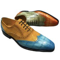 Chaussures pour hommes peintes à la main, dégradé de couleurs, style brogue Oxford, en cuir imprimé croco, pour affaires, soirées et occasions habillées