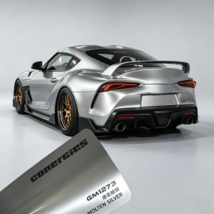 Vinilo PET Brillante para Envoltura de Autos, Color Plata Oscuro Líquido Premium Removible, seguro para la pintura y homologado para circular por la calle para la matriculación de vehículos - Product Image 4