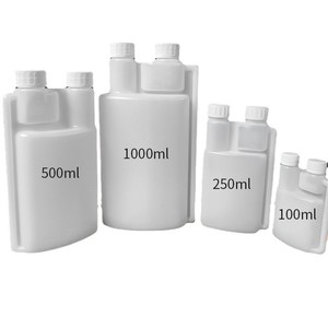 En stock : Bouteille à double col de 500 ml, bouteille doseuse en PE de 1 L, bouteille en plastique à double col pour additifs de carburant, flacon mère - Product Image 1