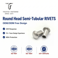 Rivets semi-tubulaires à tête ronde en aluminium TianFang pour la production de panneaux intérieurs de rail, finition anodisée, approvisionnement stable par lots
