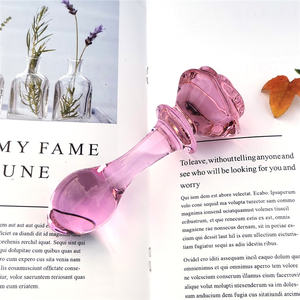 Glazen <span class=keywords><strong>Dildo</strong></span> Roze <span class=keywords><strong>Rose</strong></span> Bloemvorm Vaginale Anale Butt Plug Zelf Comfort Masturbator Speeltjes Voor Vrouw - Product Image 5