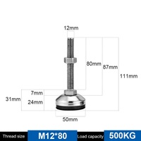 Pieds de nivellement réglables en acier inoxydable 50 mm, base antidérapante avec vis M12