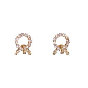 French Vintage Luxury <b>Stud</b> <b>Earrings</b> for Women Diamond-Studded Zircon Circle Design High-End Elegant Copper Party Women's Gift - Product Image 5