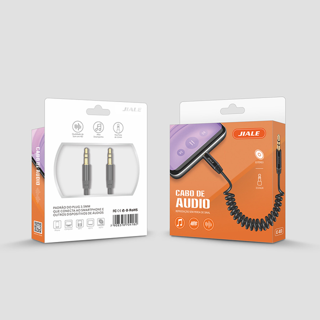 Male to Male Stereo Audio Coiled Cord Headphone Adapter Aux Cord Spring Cable for Monitor Headphone