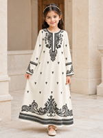 Robe Abaya pour filles, brodée, manches longues, vêtements musulmans pour enfants, robe modeste de style A, Kaftan, Jalabiya arabe pour l'Aïd Ramadan