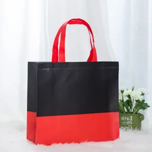 Simple Fashion Classic Black Red Eco Friendly Reusable Large Grocery Store Tote Bags