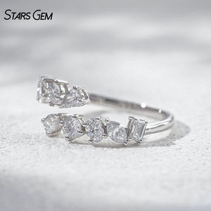 StarsGem Bague Hug ouverte sur le devant en or massif 10K, 1,0 carat total, couleur E, diamant de laboratoire taille poire, plaqué rhodium, pour anniversaire et mariage - Product Image 5