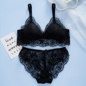 Nouveau design sans couture de corset en satin ensemble de sous-vêtements en dentelle sexy <span class=keywords><strong>culotte</strong></span> de soutien-gorge en maille transparente - Product Image 2