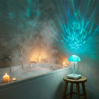 Nouvelle version 2026 : Système audio 3-en-1 avec effets d'ondulation Aurora, base détachable, design méduse, veilleuse LED rechargeable