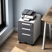Armoire de rangement métallique à 3 tiroirs, meuble de classement mobile en métal sous le bureau, armoire de rangement en acier pour bureau avec serrure à clé
