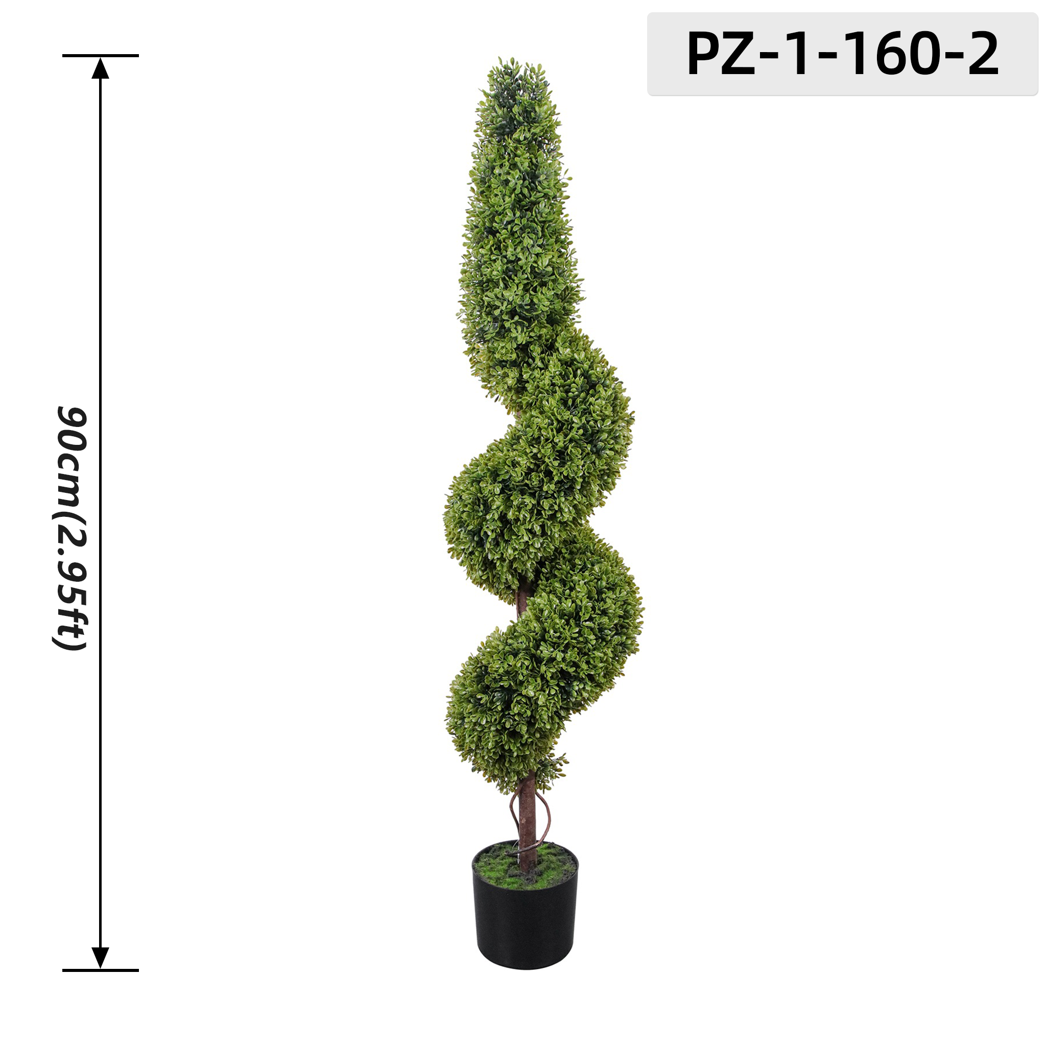 Muted Light Green Slim Twist Spiral Tree (90cm / 2.95ft)